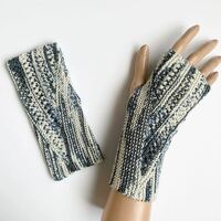 コットン混 オパール毛糸 手編み 冷房対策 UV ハンドメイド ハンドウォーマー カバー 指なし手袋 
