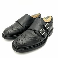 F ■ 良品 / 英国製 '至高の逸品' TRICKER'S トリッカーズ 本革 ビジネスシューズ 革靴 ダブルモンクストラップ ローファー 紳士靴 BLACK