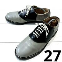 27 良品 REGAL リーガル 黒灰 サドルシューズ ツートン レザー 2051 プレーン オックスフォード シューズ 革靴 オールド ビンテージ 90s00s