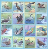 単片揃い　水辺の鳥シリーズ　16枚・額面992円　1991年～1993年発行　