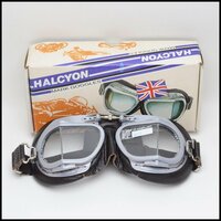 保管品 ハルシオン レーシングゴーグル MARK 9 本革製 4眼式 ビンテージ HALCYON MARK GOGGLES