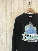 408☆【プリント ロングTシャツ】XLARGE エクストララージ ロンT S 黒