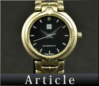 173373□動作確認済 GIVENCHY ジバンシィ レディースウォッチ 腕時計 クォーツ SY.08.XV SS ブラック 黒 シルバー レディース/ D
