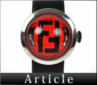 176894◇美品 動作確認済 FENDI フェンディ ブースラ 腕時計 ウォッチ クォーツ 8010L SS ラバー レッド ブラック レディース/ D