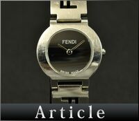 175497☆動作確認済 FENDI フェンディ レディースウォッチ 腕時計 クォーツ 2針 3050L SS ブラック 黒文字盤 シルバー レディース/ D