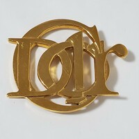 1円～Christian Dior クリスチャンディオール ブローチ ロゴ ゴールドカラー 002