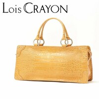 ◆Lois CRAYON ロイスクレヨン クロコ型押しレザー ハンド バッグ キャメル
