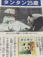 タンタン　毎日小学生新聞 2020年9月18日　25歳　最後のお祝い　シャイなパンダ タンタン 神戸市立王子動物園　ジャイアントパンダ