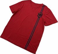 VICTORINOX ☆ ロゴ デザイン ライン Tシャツ 半袖 レッド 赤 L アウトドア キャンプ カジュアル 古着 スイス ビクトリノックス■BL133
