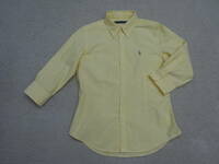 RALPH LAUREN ラルフローレン★ラインが綺麗 七分袖 ボタンダウンシャツ 美品 11/L 黄色