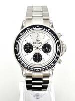 【本日特価】RELAX リラックス 王冠ロゴ D4-S ヴィンテージカスタム腕時計 クロノ 世界的にも注目されているモデル シルバー文字盤 世田谷