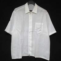 クリーニング済 美品 HERMES エルメス リネン ジップアップ 半袖 ショートスリーブ オーバーサイズ シャツ 42 16 1/2サイズ ホワイト
