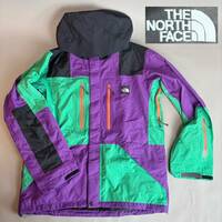 YM196 レア THE NORTH FACE ノースフェイス Rage Jacket Lサイズ NS15911 ナイロンジャケット マウンテンパーカー 黒/緑/紫 アウトドア