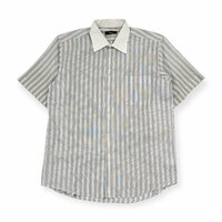 ficce フィッチェ ストライプ柄 半袖シャツ ワイシャツ クレリックシャツ サイズLL/グレー系 メンズ 紳士 ヨシユキコニシ