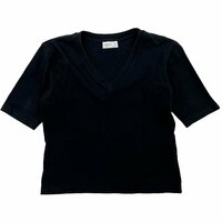agnes b. PARIS アニエスベー 半袖Tシャツ カットソー /黒 ブラック/Vネック