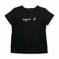 agnes b. アニエスベー ロゴプリント 半袖Tシャツ カットソー サイズ 2 /黒/ブラック/レディース/日本製