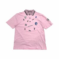 HARDY AMIES SPORT ハーディーエイミス 刺繍デザイン 半袖 ポロシャツ Lサイズ/うすピンク系/メンズ スポーツ ゴルフ