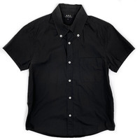 A.P.C. APC アーペーセー ボタンダウン BD 半袖 シャツ Sサイズ / 黒 ブラック 日本製