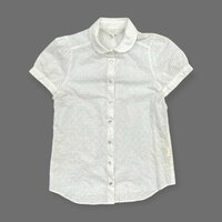 To b. agnes b. トゥービー アニエスベー レース 丸襟 半袖 シャツ ブラウス サイズ36/白 ホワイト/日本製