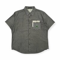 CASTELBAJAC カステルバジャック ロゴ刺繍 ダブルポケット付き 半袖 シャンブレー シャツ サイズ 50 /グレー系/メンズ