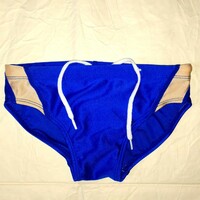 美品 ジュニア男子競泳水着 ブーメランパンツタイプ ブルーカラー 練習用 光沢系生地