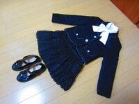 フォーマル アンサンブル服＆靴（19.0cm）セット　ブラック　120サイズ 女の子 入学式 卒業式
