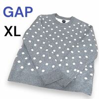【XL】 ギャップGAP　水玉　グレー（灰色）＆ホワイト（白）セーター　ゆったり