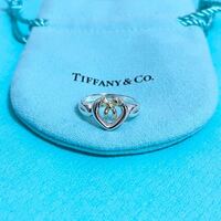 【希少】Tiffany & Co. ティファニー ハート リボン リング 16号 金 銀