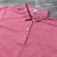 【美品】日本製 DAKS ダックス 鹿の子ポロシャツ 半袖 ピンク レディース M チェック 刺繍ロゴ 高級 ノバチェック ポリ/綿これからの季節に