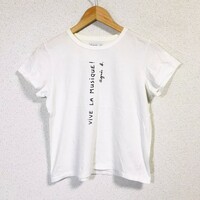 H8028dL 日本製 agnes b. アニエスベー サイズT2 (S～M位) 半袖Tシャツ カットソー プリントTシャツ ホワイト 白 レディース 綿100%