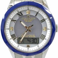 新品 J.HARRISON ジョン ハリソン 腕時計 JH-1975Q 電波ソーラー 天然ダイヤモンド ブルー カットガラス 格好良い アナデジ 動作OK 箱付き