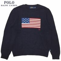 USA製 美品 Ｌサイズ ポロ ラルフローレン フラッグ コットン クルーネック セーター ユニセックス 星条旗セーター ユニセックス POLO