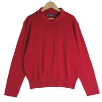 ◆美品 送料無料◆ FUKUZO フクゾー ロゴ刺繍 長袖 ウール ニット セーター 赤 レッド レディース L ◆日本製◆ 0954E0