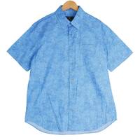 ◆美品 送料無料◆ LANVIN COLLECTION ランバン コレクション 軽やか♪ 総柄 半袖 シャツ 青 ブルー メンズ L ◆日本製◆ 1064E0