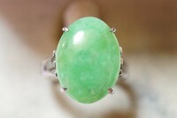 401 天然石 緑石 リング 指輪 ヴィンテージ アクセサリー 18K刻印 メッキ アンティーク 色石 宝石 カラーストーン 装飾品