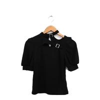イートミー EATME カットソー Tシャツ 半袖 ショルダーカット シンプル F ブラック 黒 /KT14 レディース