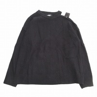 ダナキャランニューヨーク DKNY オープンショルダー ニット セーター カットソー ワイド ゆったり スパンコール 長袖 L 黒 ブラック♪３