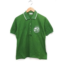 エル ELLE GOLF 半袖 ポロシャツ ロゴ ラインストーン 刺繍 コットン 綿 38 グリーン 緑 /FT27 レディース