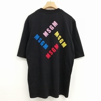 エムエスジーエム MSGM バック ロゴ プリント ポケット Tシャツ カットソー トップス 美品 XS ブラック メンズ