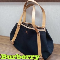 鞄 ◆ Burberry ◆ ブルー レーベル トートバッグ BLACK x ベージュ ◆ バーバリー ◆ レディース カバン 現状品