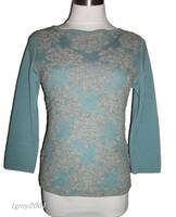 シビラ　ブルーグレー×グレー　可愛い立体編み　7分袖セーターM　美品