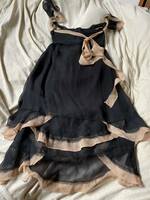 ☆☆パオラフラーニのシルクのキャミドレス.I 40.ブラック&ベージュ☆☆