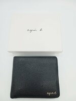 [15A-65-023] agnes b. アニエスベー 財布 ウォレット 二つ折り ブラック