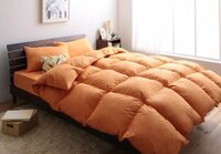 羽根布団セット ベッド用１０点 ダブルサイズ 色-サニーオレンジ