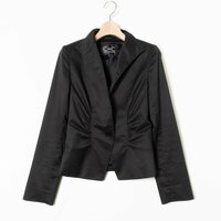 COUP DE CHANCE クードシャンス 日本製 シングルジャケット 上着 肩パッド入り 無地 36 綿 コットン ブラック 黒 綺麗め フォーマル 婦人服