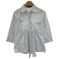 QUEENS COURT クイーンズコート ストライプ 長袖シャツ size2/白×ライトブルー レディース