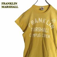 FRANKLIN MARSHALL フランクリンマーシャル　半袖Tシャツ　ロゴプリント　黄色　ダメージ加工　Sサイズ　【AY1699】