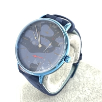 新品同様◆TRANS CONTINENTS トランスコンチネンツ 腕時計 クロノグラフ◆TC07BNVNV ネイビー/ブルー SS×レザー（内側）ウォッチ watch