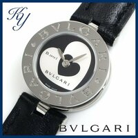 1円～ 3ヶ月保証付き 磨き済み 美品 本物 定番 人気 BVLGARI ブルガリ ビーゼロワン BZ22S ダブルハート 革ベルト レディース 時計