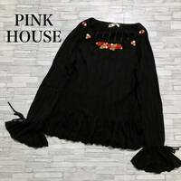 PINK HOUSE ピンクハウス ブラック フレア袖 ジェディックス社 日本製 花 チュニック 